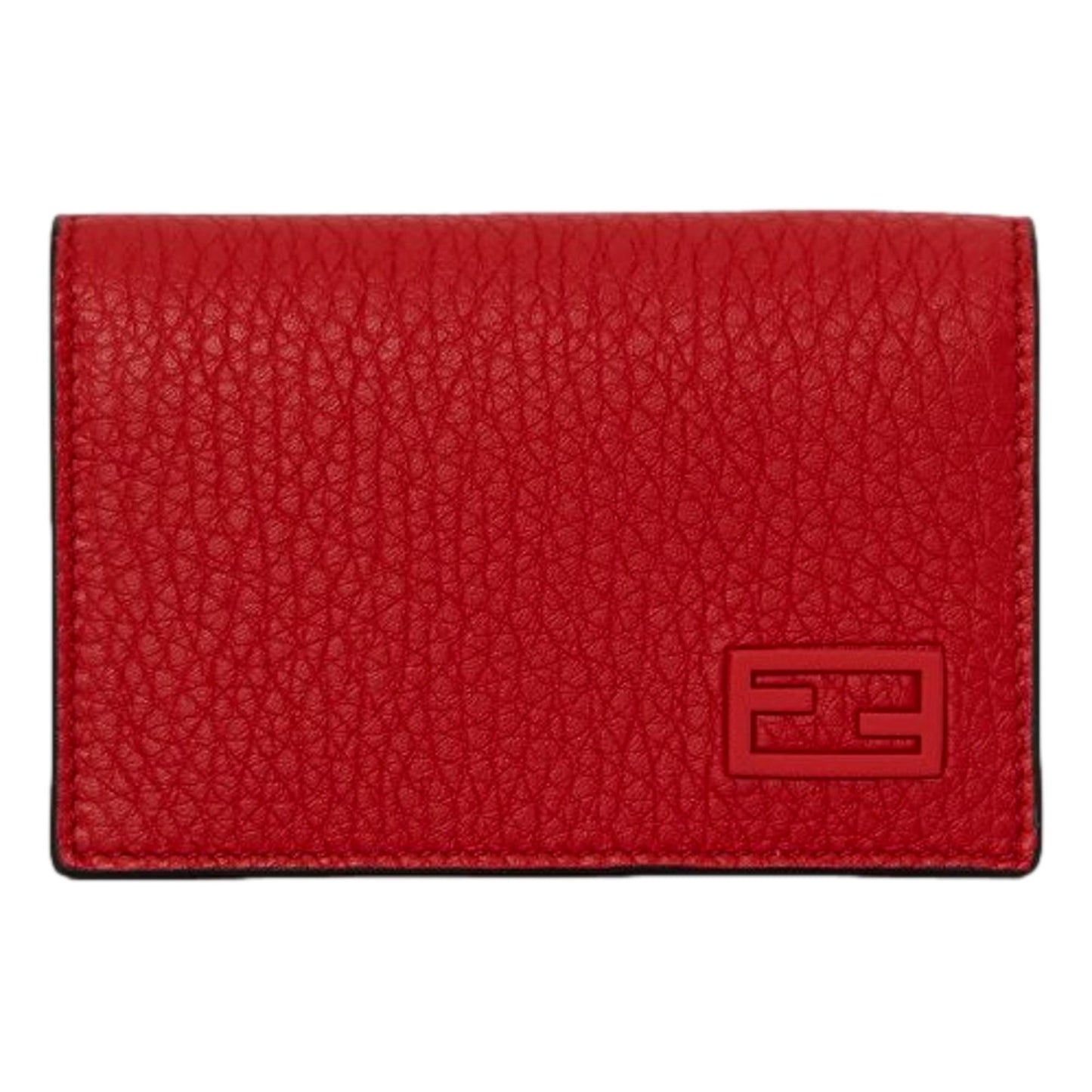 Fendi Red Grained Leather Card Case Wallet – Stylish & Functional -  