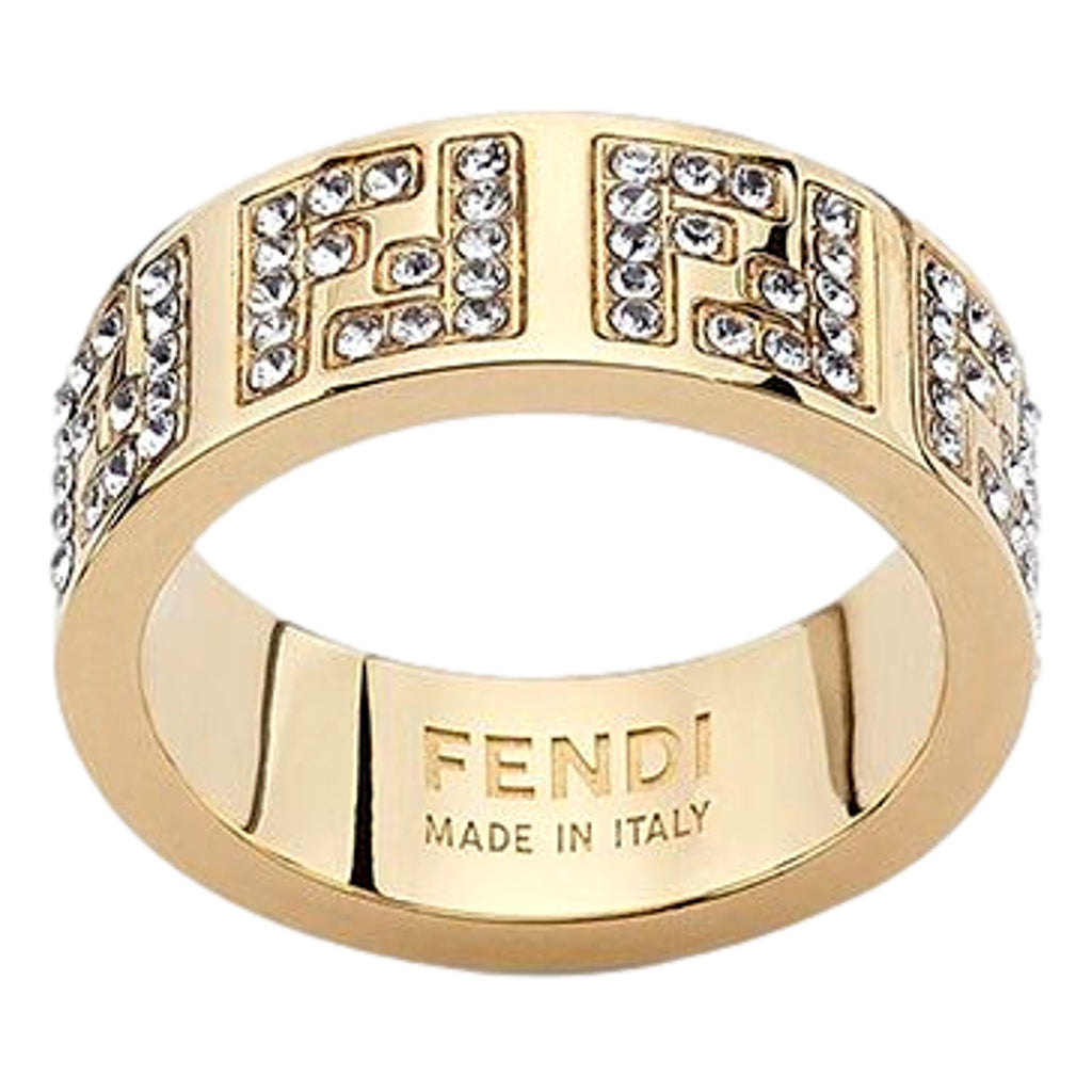 Fendi Ring: Elegant Gold Ring with Crystals | Shop Now -   Shop Bags LLC 