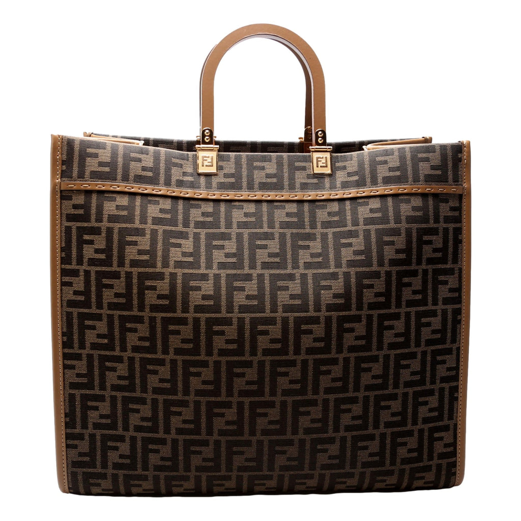 Fendi Sunshine Jacquard Canvas Leather Brown Zucca Large Tote -   Shop Bags LLC