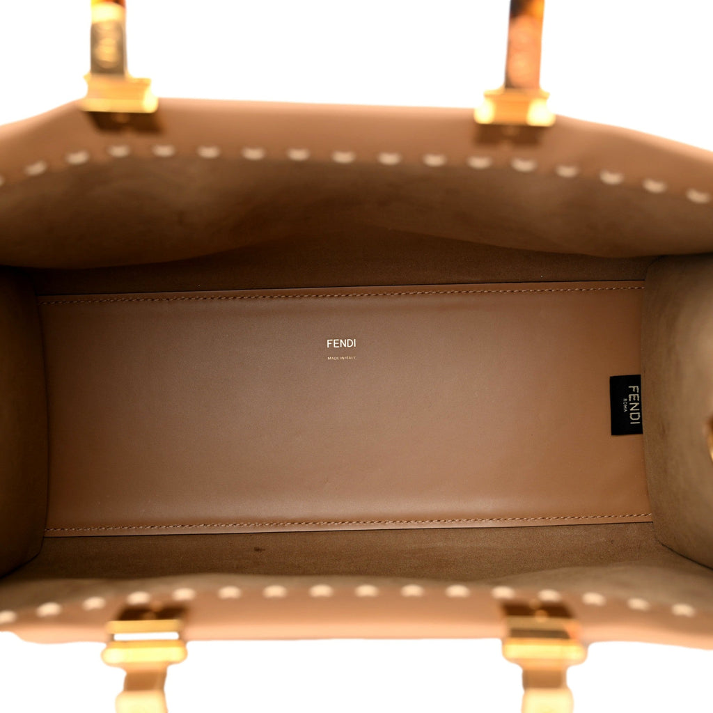 Fendi Sunshine Tan Leather Snake Print Logo Large Tote -   Shop Bags LLC