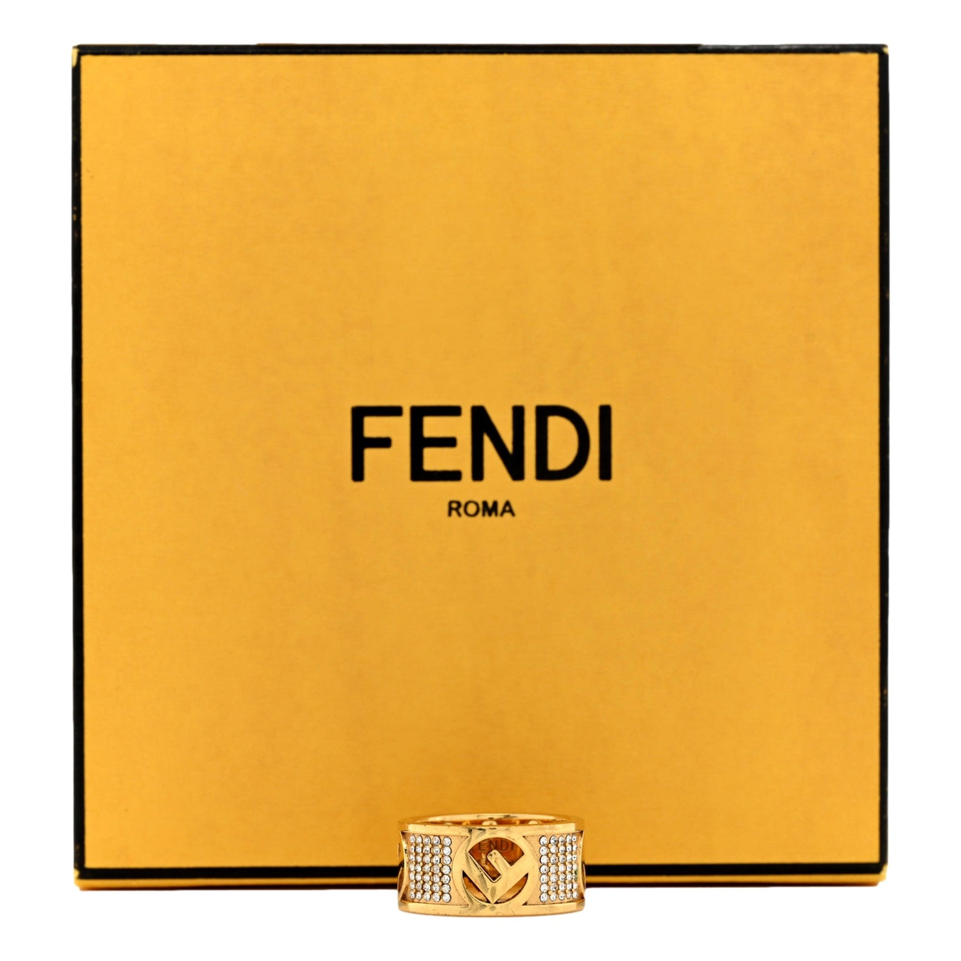 Fendi Wide Band Ring: Gold & Crystal Elegance for Any Occasion -   Shop Bags 