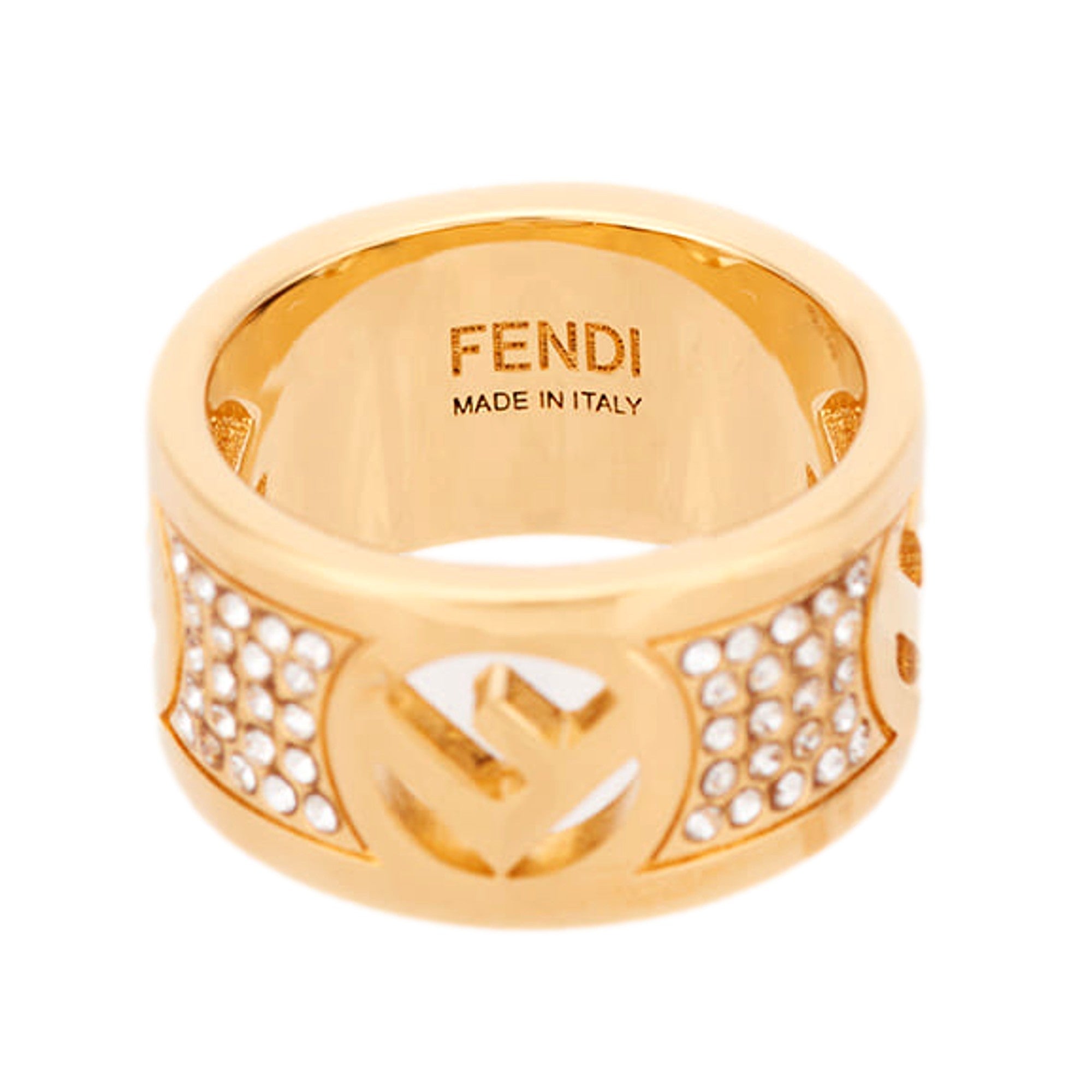 Fendi Wide Band Ring: Gold & Crystal Elegance for Any Occasion -   Shop Bags 