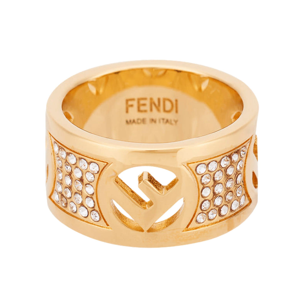 Fendi Wide Band Ring: Gold & Crystal Elegance for Any Occasion -   Shop Bags 