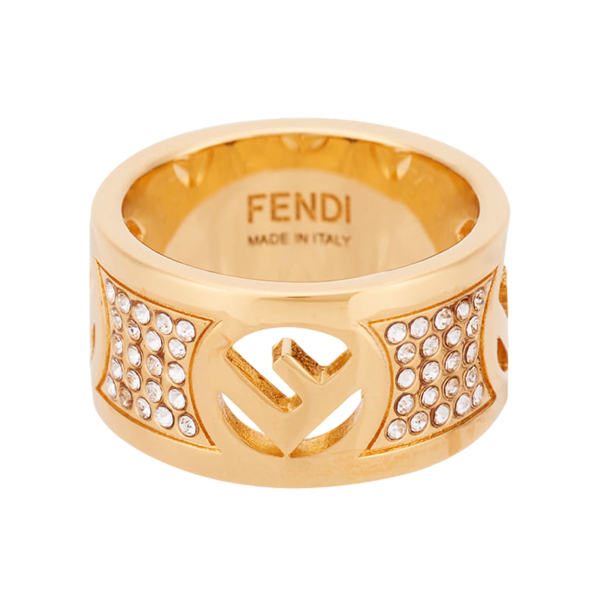 Fendi Wide Band Ring: Gold & Crystal Elegance for Any Occasion -   Shop Bags 
