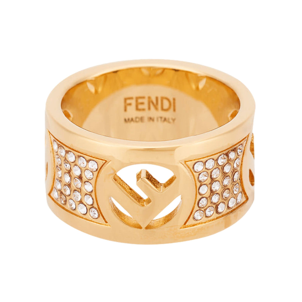 Fendi Wide Band Ring: Gold & Crystal Elegance for Any Occasion -   Shop Bags 