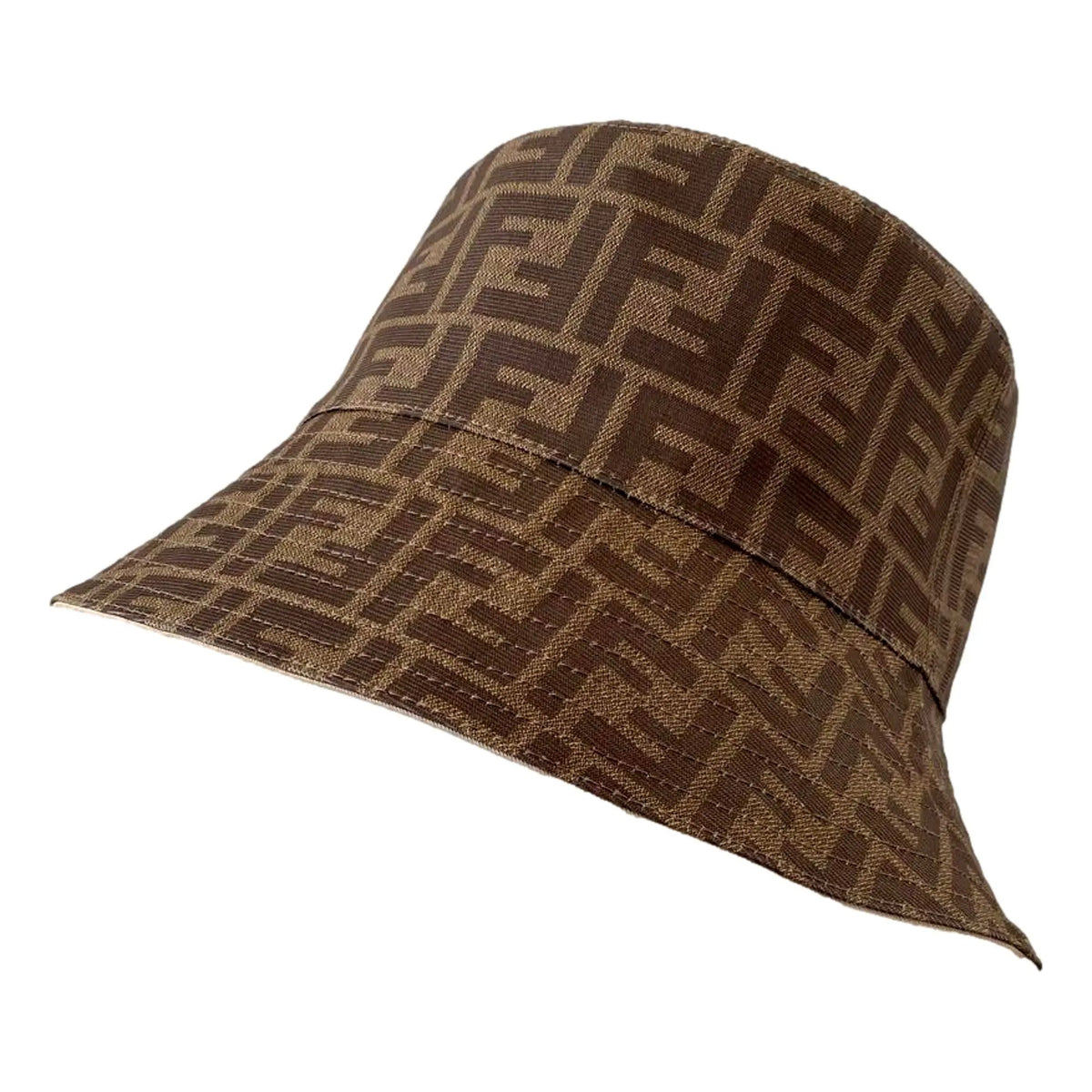 Fendi Zucca Brown Woven Fabric Bucket Hat Small - Shop