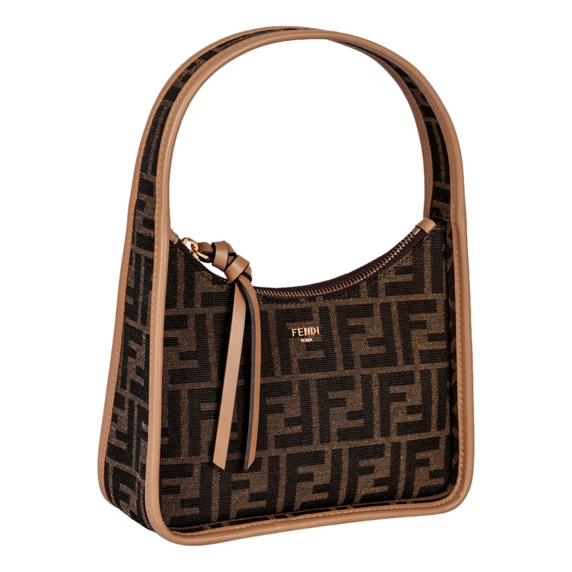 Fendi Zucca Brown Mini Shoulder Bag - Luxury Crescent Design -   Shop Bags LLC
