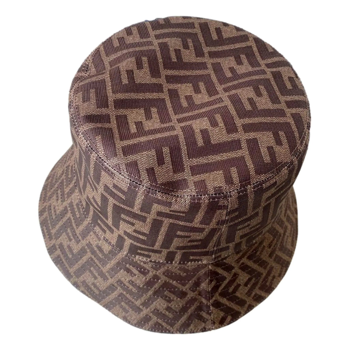 Fendi Zucca Brown Woven Fabric Bucket Hat Large - Shop Luxury