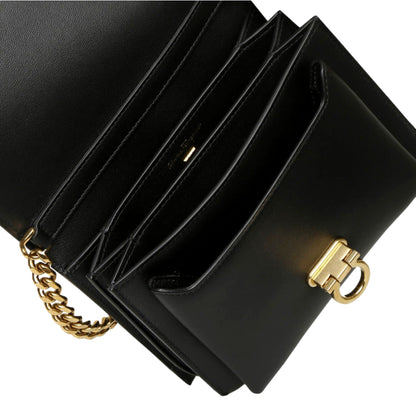 Ferragamo Trifolio Black Crossbody Bag - Elegance in Soft Leather -   Shop Bags LLC 
