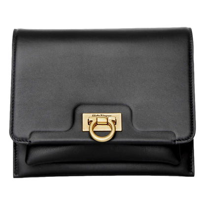 Ferragamo Trifolio Black Crossbody Bag - Elegance in Soft Leather -   Shop Bags LLC 