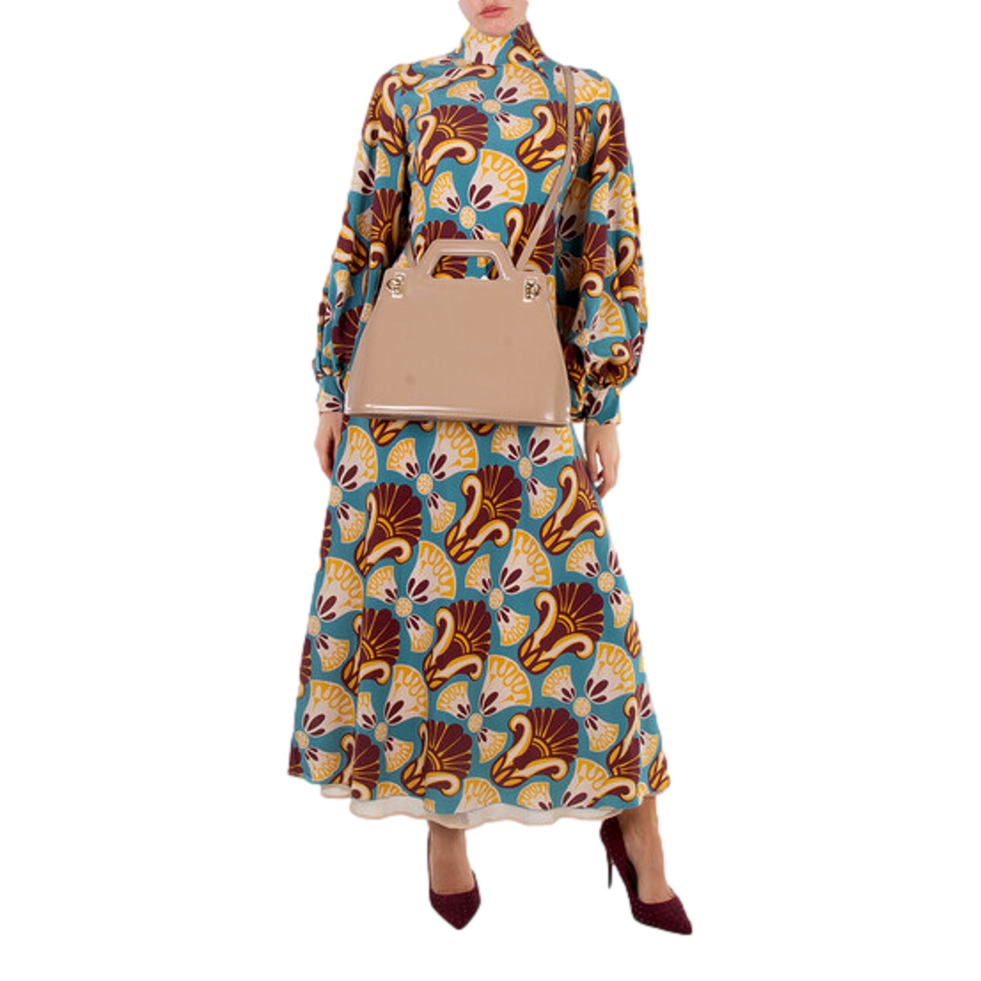 Ferragamo Wanda Beige Patent Leather Top Handle Handbag -   Shop Bags LLC