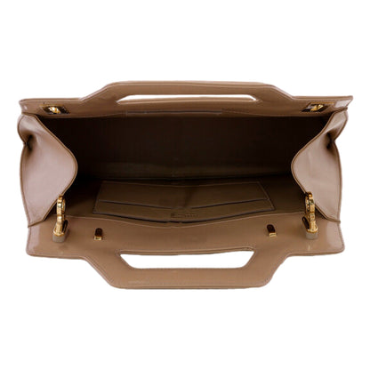 Ferragamo Wanda Beige Patent Leather Top Handle Handbag -   Shop Bags LLC