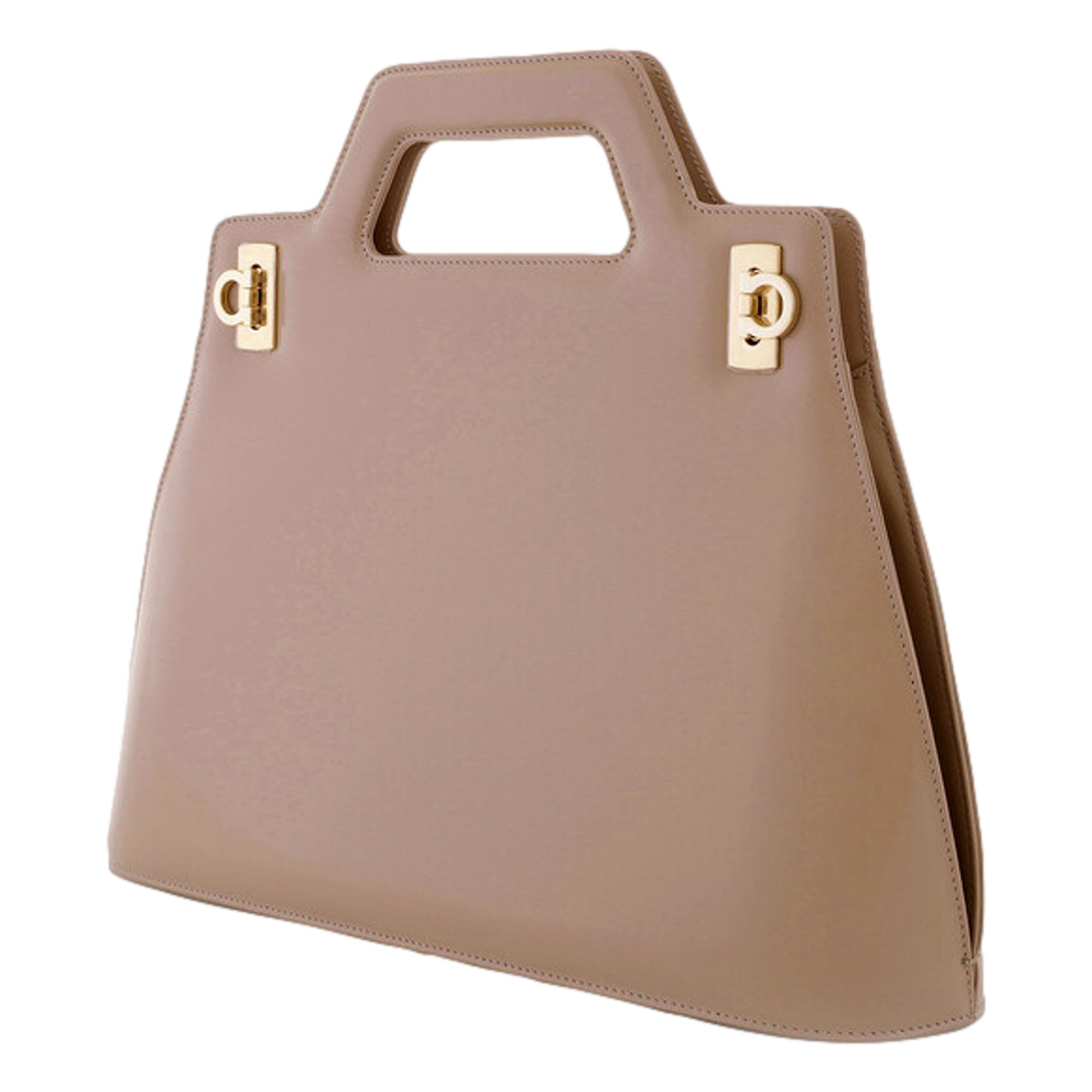 Ferragamo Wanda Beige Patent Leather Top Handle Handbag -   Shop Bags LLC
