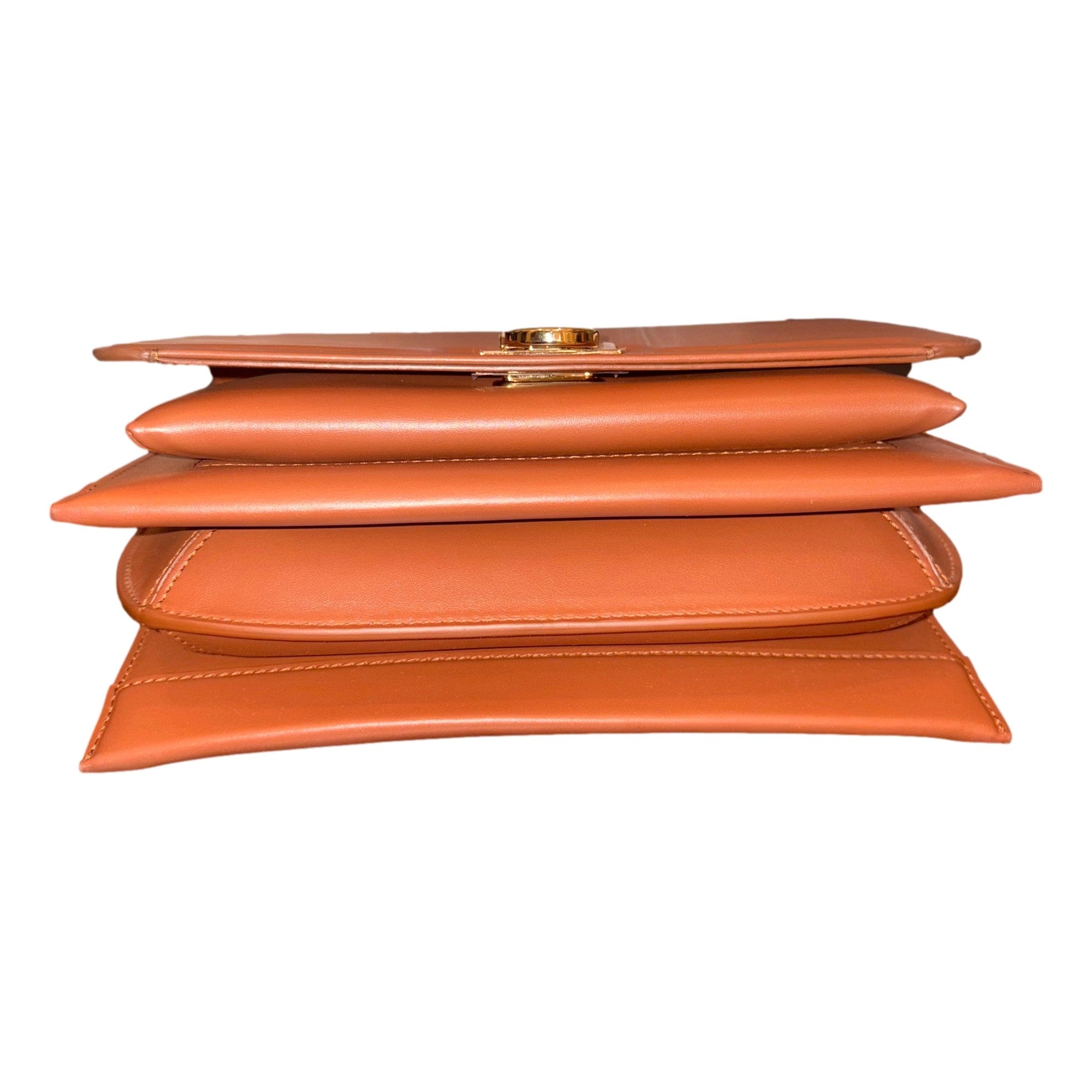 Flap Crossbody Bag Cognac Brown - Elegant Ferragamo Trifolio Design -   Shop Bags LLC