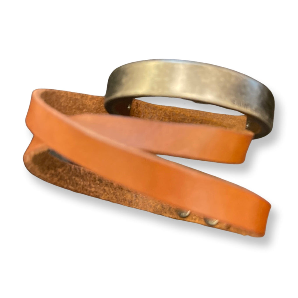 Giglio Wrap Bracelet, Brown Calf Leather with Gold Hardware -   Shop Bags LLC 