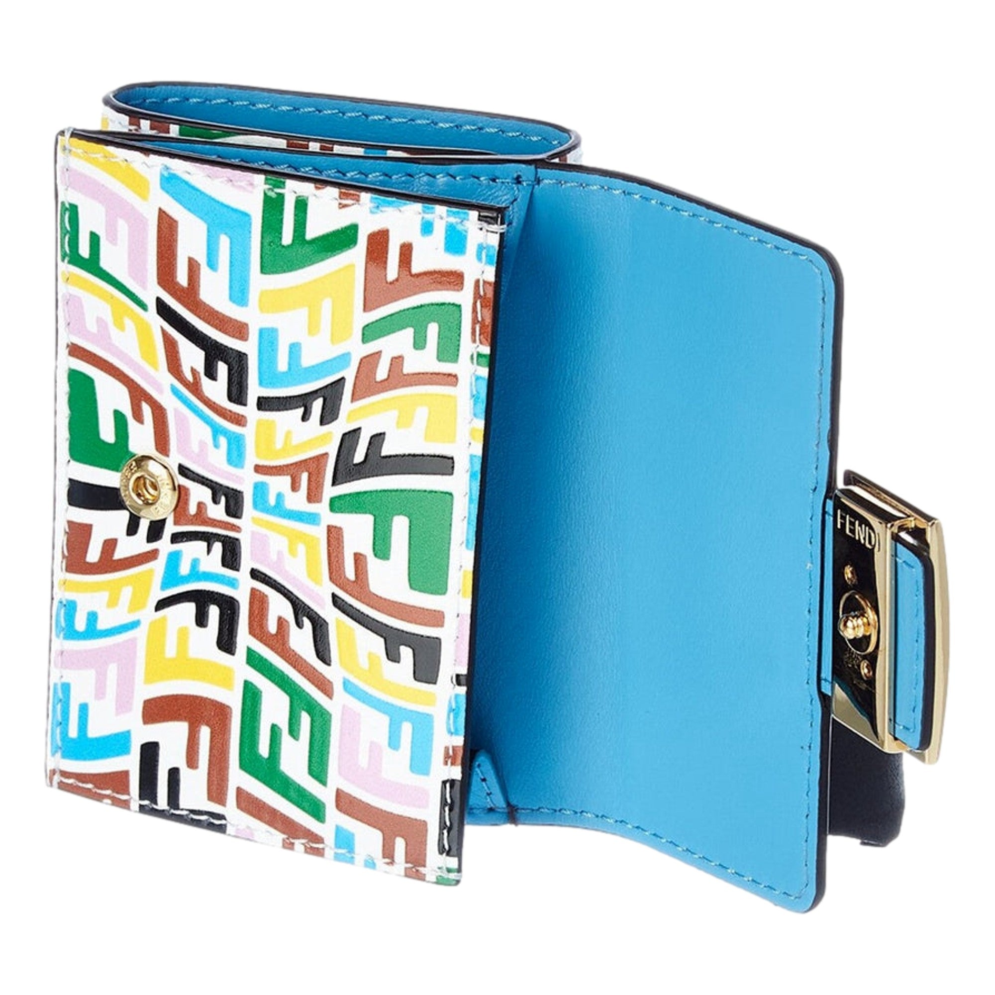 Fendi Vertigo Leather Trifold Wallet - Multicolor Elegance & Utility