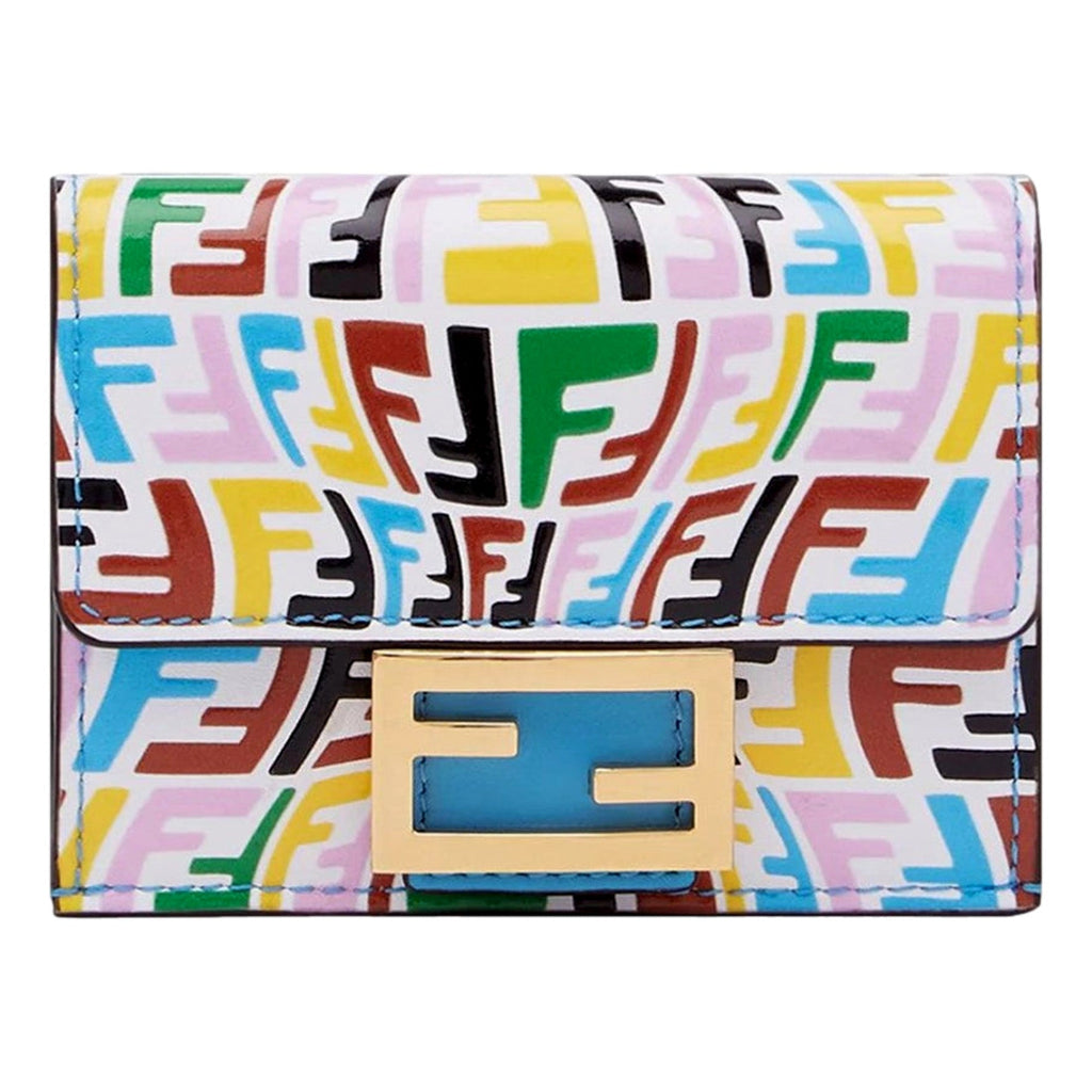 Fendi Vertigo Leather Trifold Wallet - Multicolor Elegance & Utility