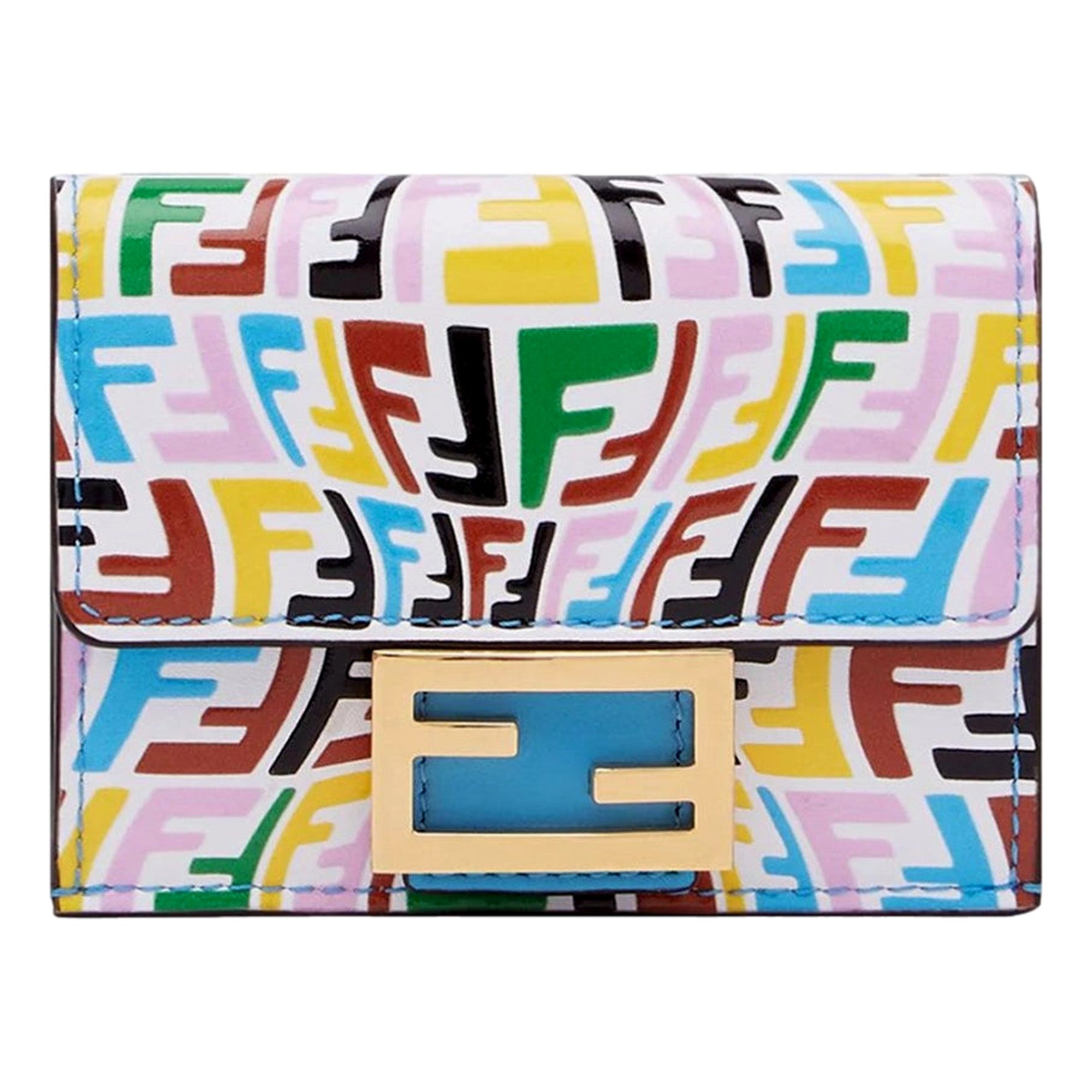 Fendi Vertigo Leather Trifold Wallet - Multicolor Elegance & Utility
