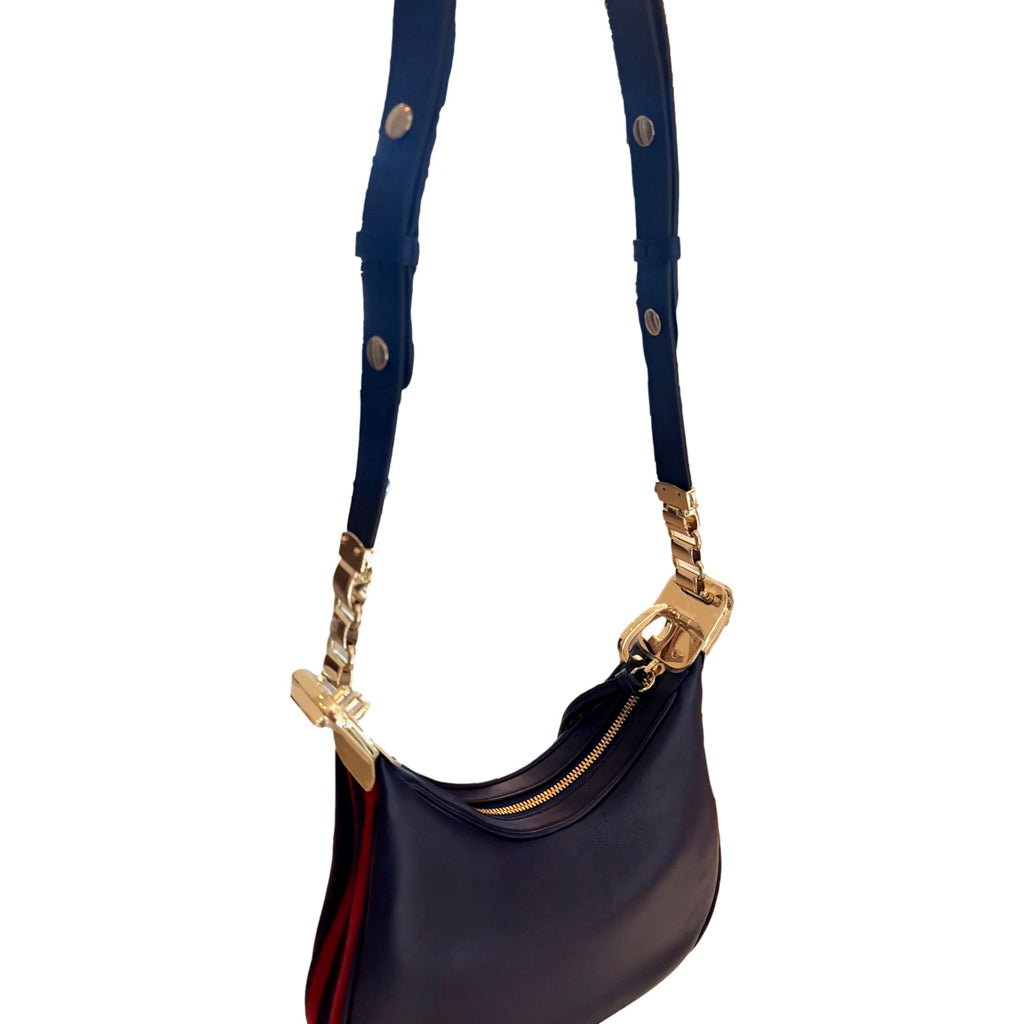 Gucci Attaché Navy Leather Bag - Elegant Shoulder & Crossbody -   Shop Bags LLC