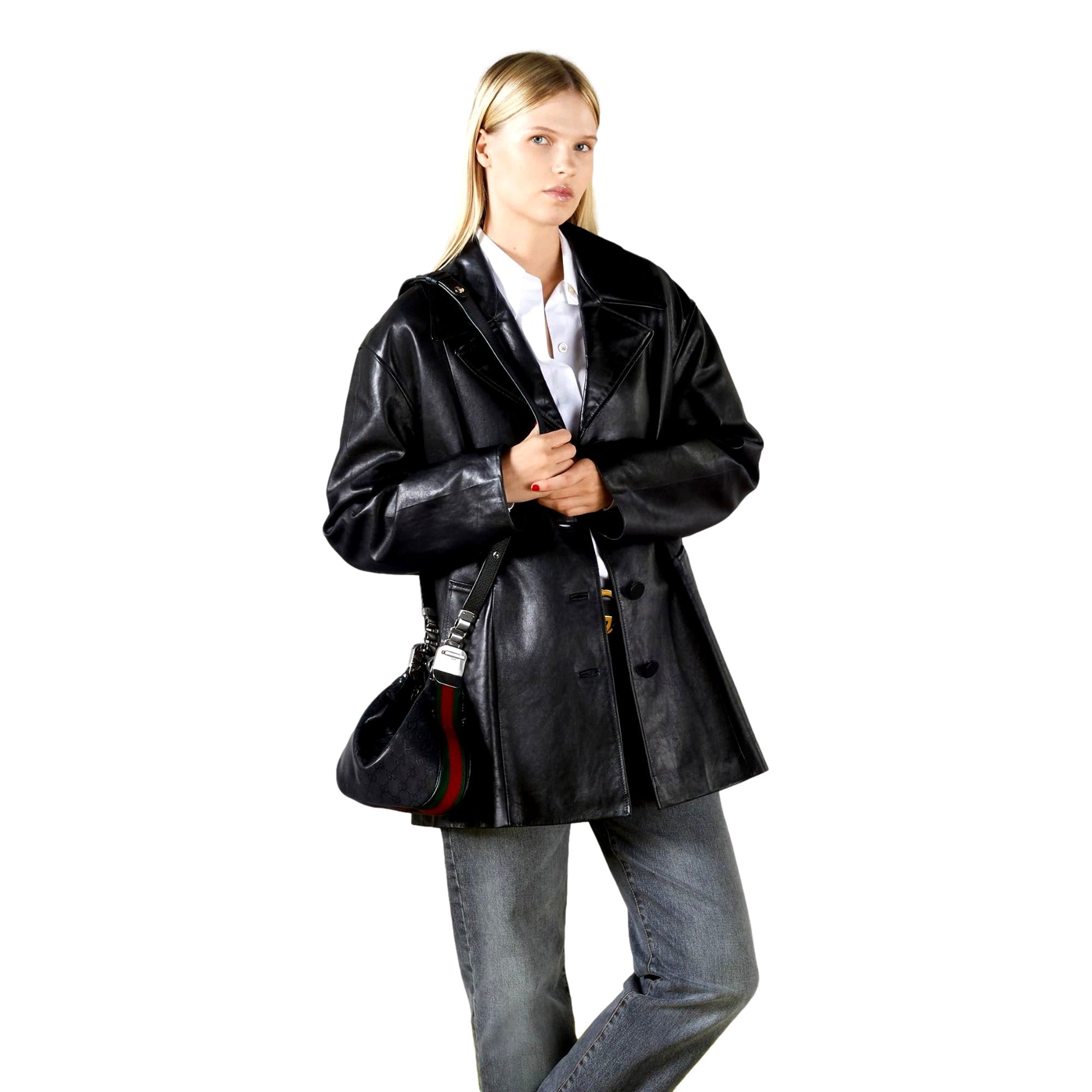 Gucci Attache Web Stripe Small Shoulder Bag Black Leather -   Shop Bags LLC