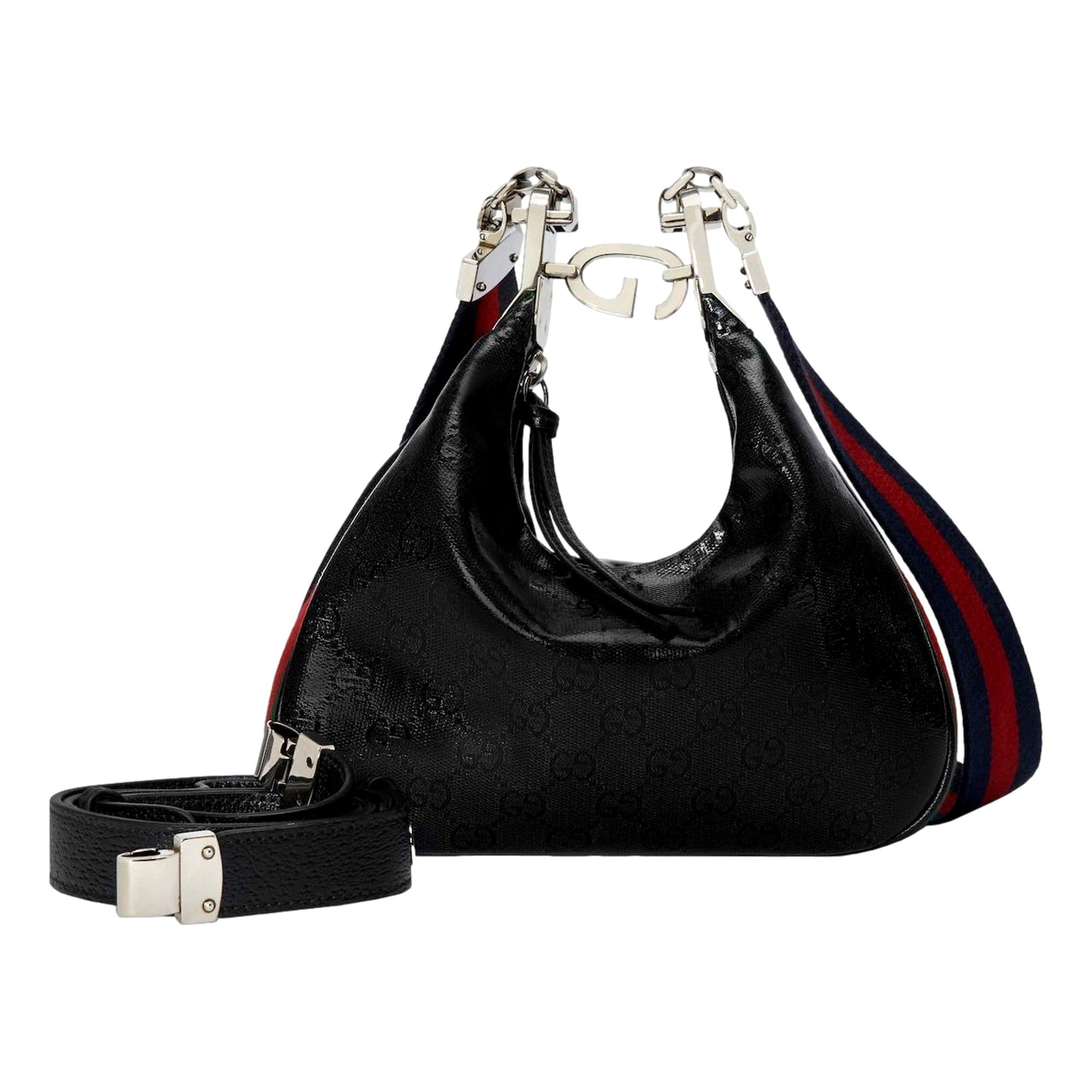 Gucci Attache Web Stripe Small Shoulder Bag Black Leather -   Shop Bags LLC