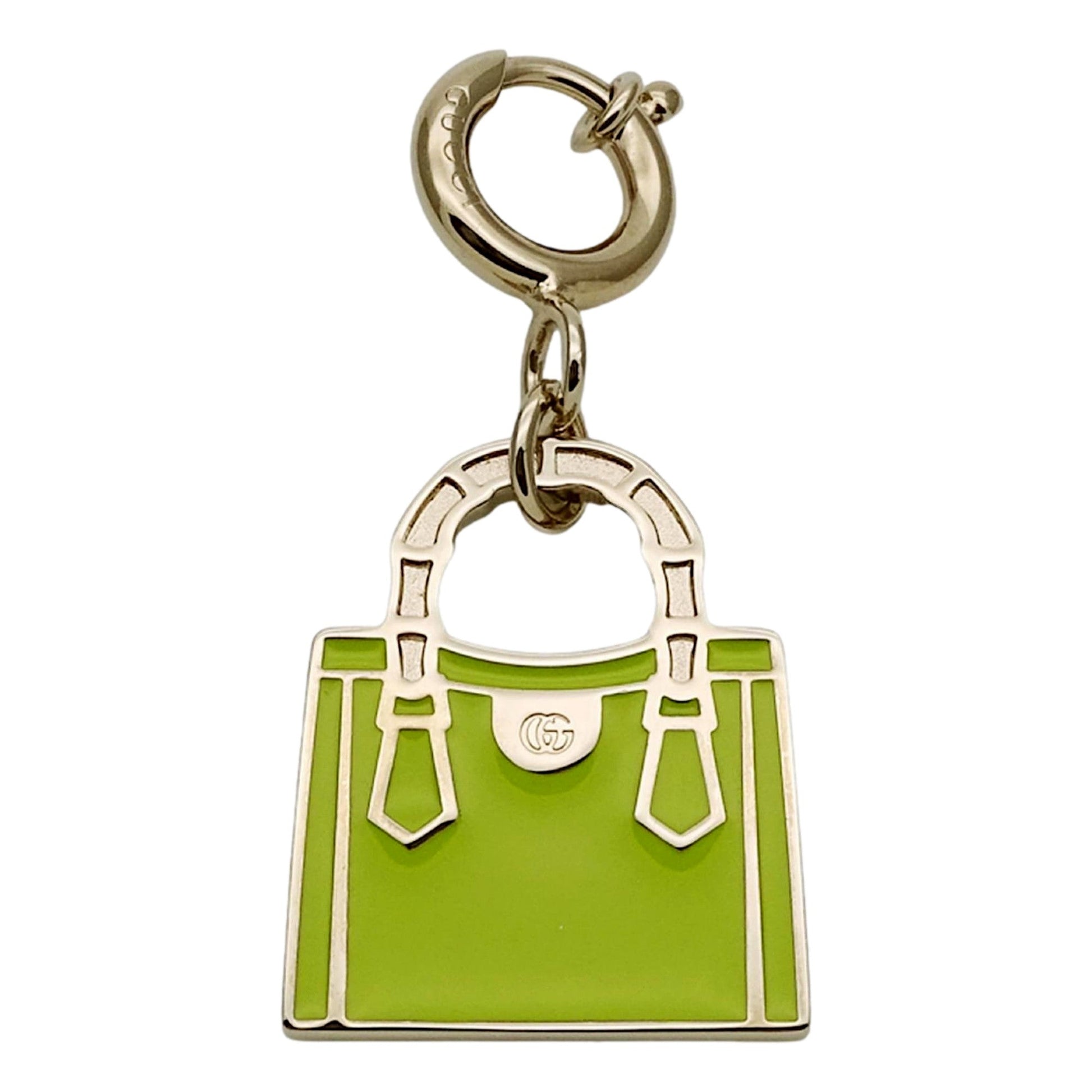 Gucci Bamboo Diana Metal Green Enamel Keychain Bag Charm -   Shop Bags LLC 
