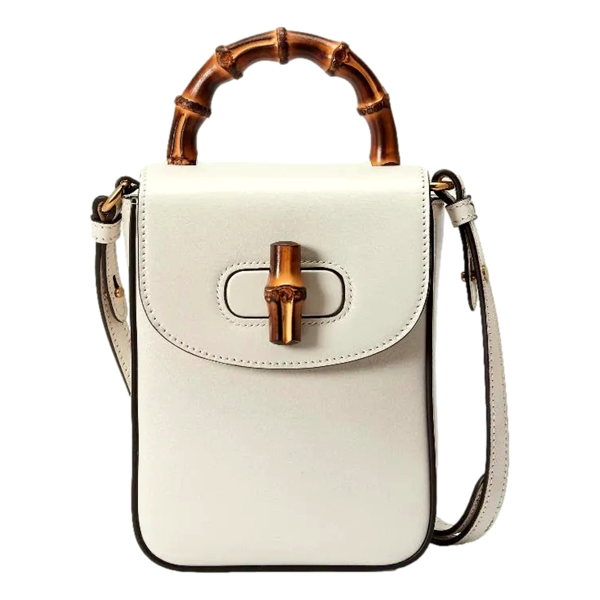 Gucci Bamboo Mini Handbag - Timeless Cream Leather Elegance -   Shop Bags LLC