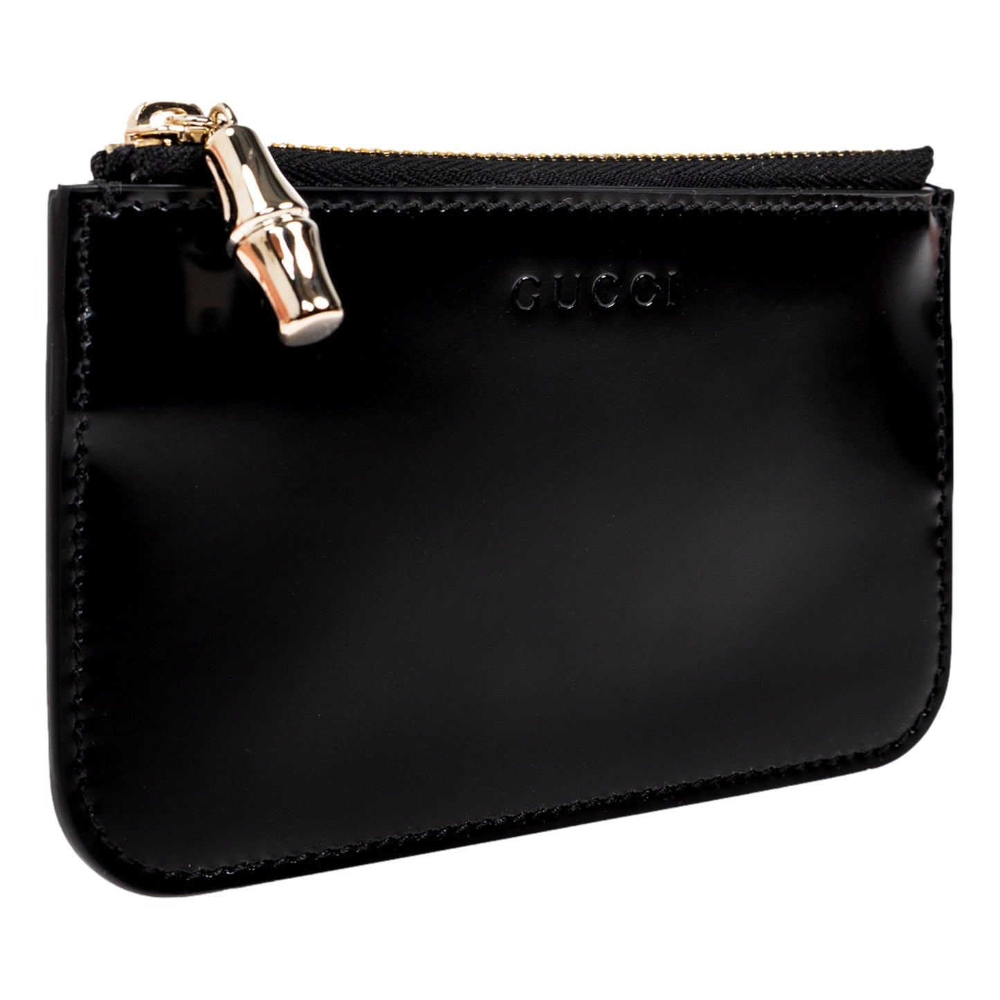 Gucci Bamboo Pull Zipper Black Patent Leather Card Case Wallet -   Shop Bags LLC 