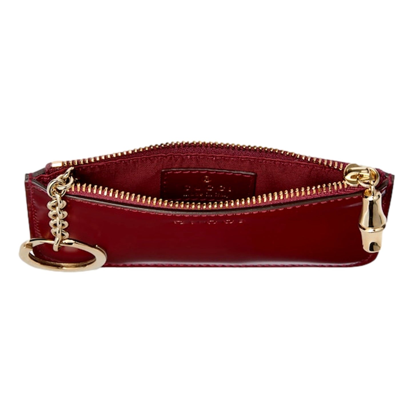 Gucci Bamboo Series Bordeaux Patent Leather Zipper Key Pouch Wallet -   Shop Bags LLC 