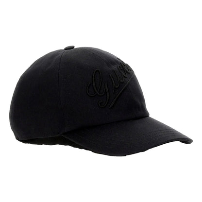 Gucci Black Embroidered Logo Cotton Baseball Cap Large - Authentic