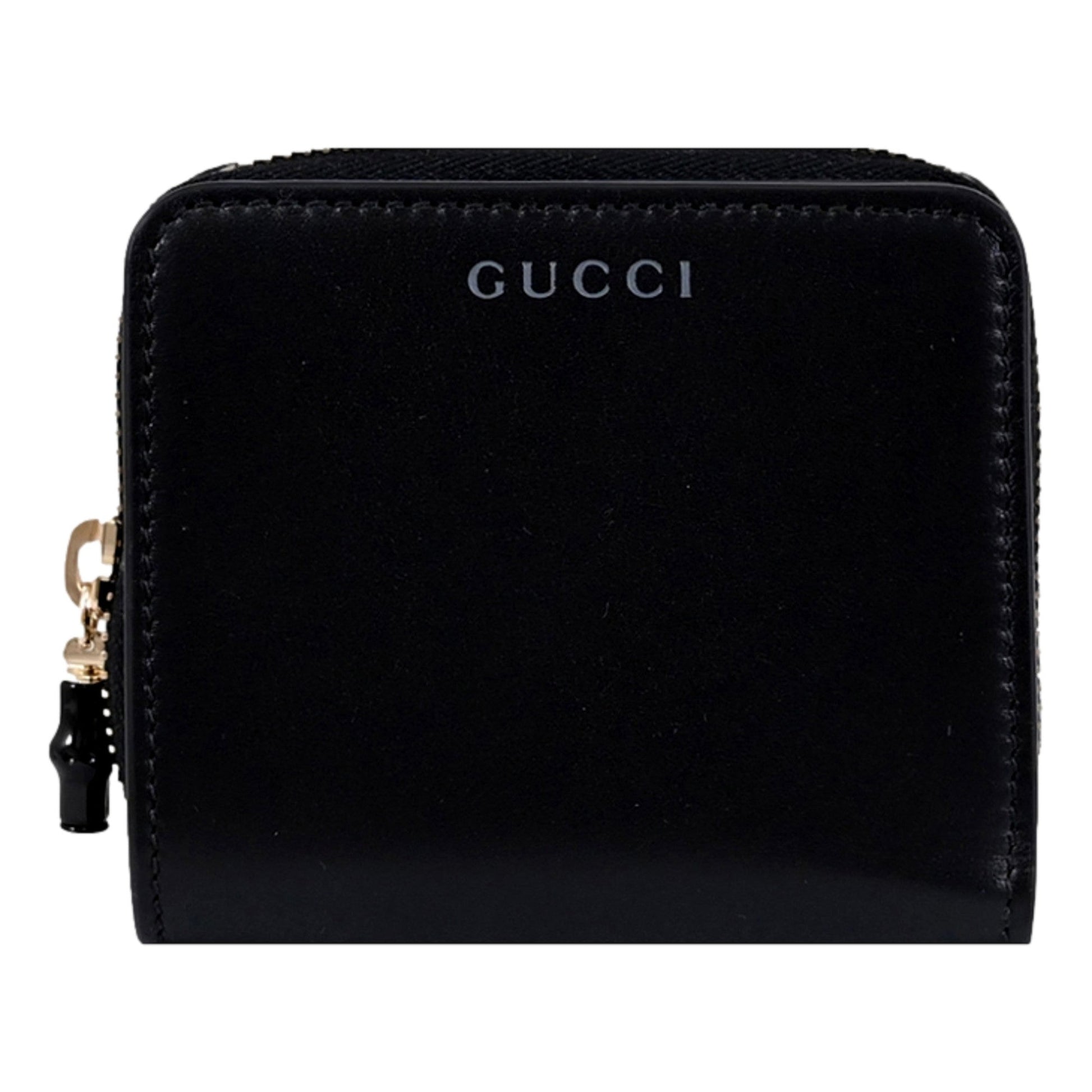 Gucci Black Patent Leather Zip-Around Wallet with Bamboo Pull -   Shop Bags LLC 