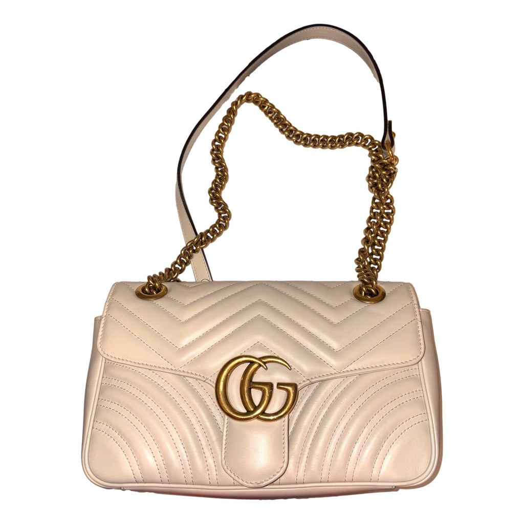 Gucci Calfskin Matelasse Medium GG Marmont Shoulder Bag Ivory -   Shop Bags LLC