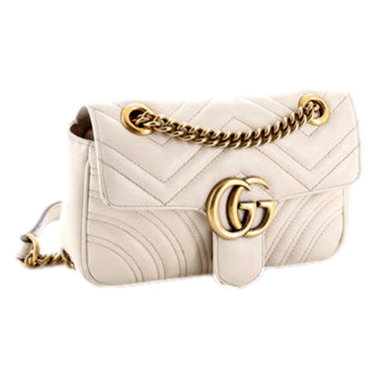 Gucci Calfskin Matelasse Medium GG Marmont Shoulder Bag Ivory -   Shop Bags LLC