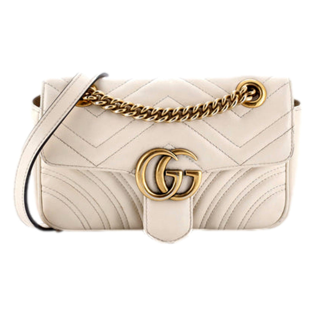 Gucci Calfskin Matelasse Medium GG Marmont Shoulder Bag Ivory -   Shop Bags LLC