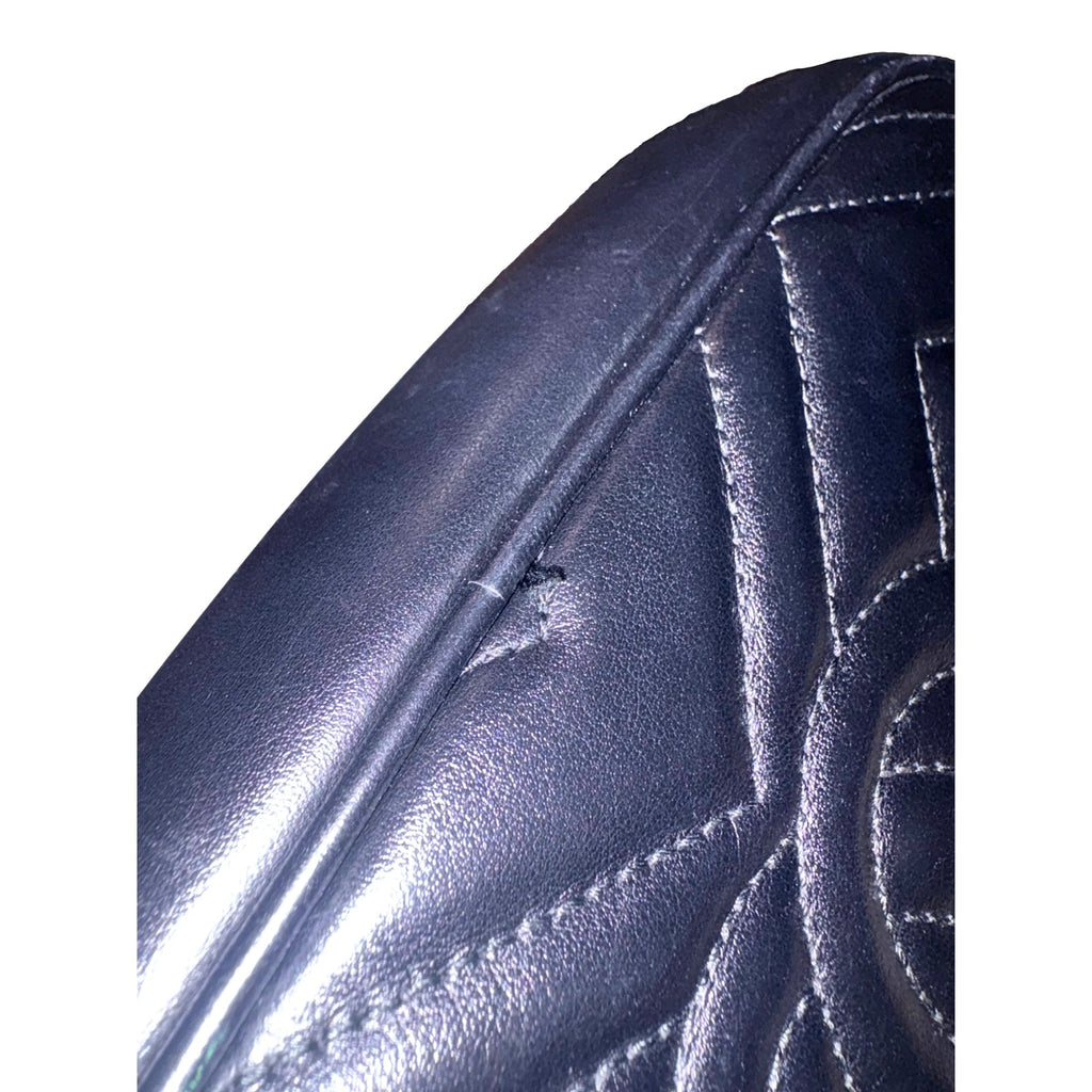 Gucci Calfskin Matelasse Small GG Marmont Chain Crossbody Bag Black -   Shop Bags LLC