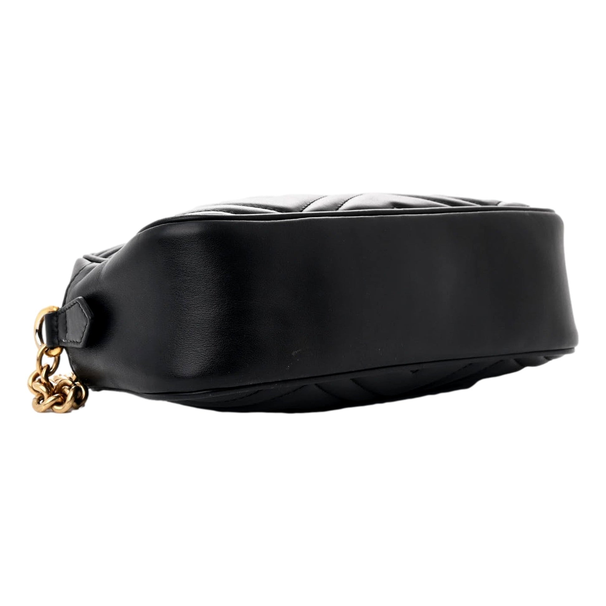 Gucci Calfskin Matelasse Small GG Marmont Chain Crossbody Bag Black -   Shop Bags LLC