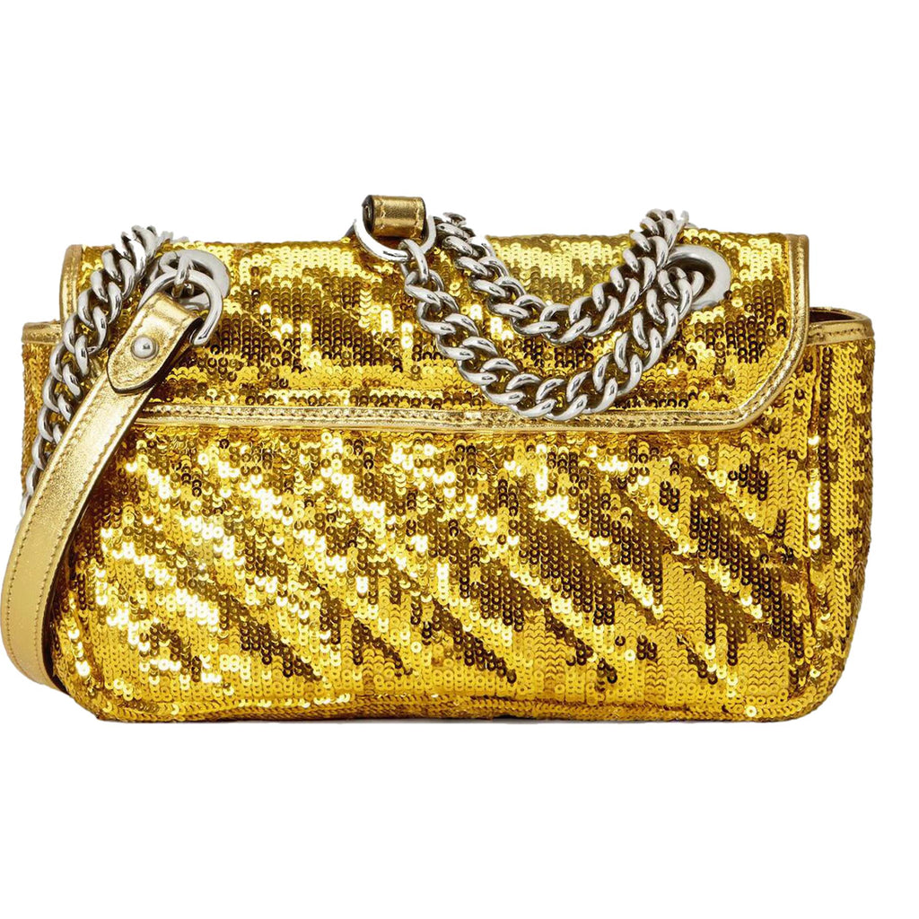 Gucci Flap Marmont GG Gold Sequin Bag - Elegant & Bold Accessory -  