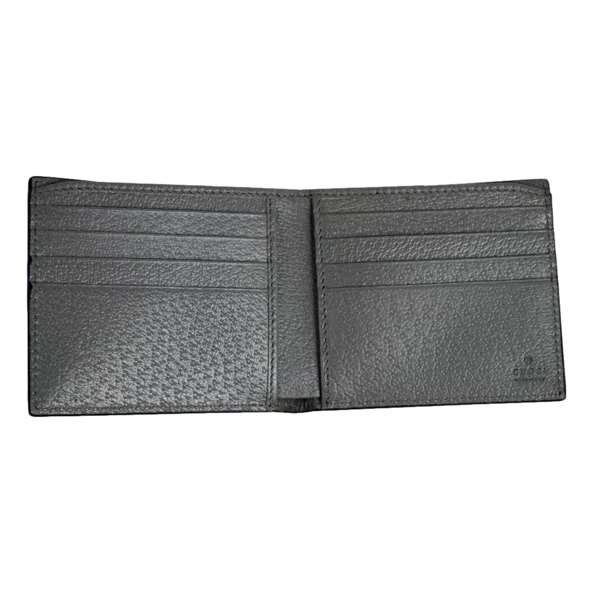 Gucci G Leather Bifold Wallet - Black & Grey Elegance -   Shop Bags LLC