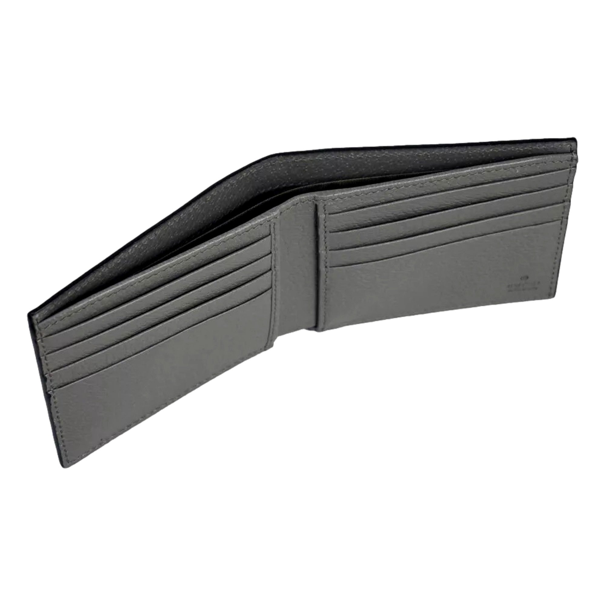Gucci G Leather Bifold Wallet - Black & Grey Elegance -   Shop Bags LLC
