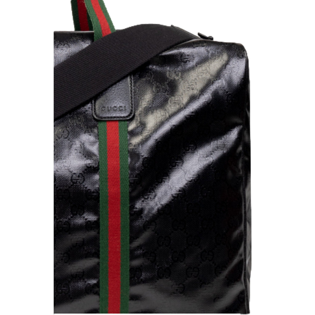 Gucci GG Duffle Maxi: Black Glossy Calfskin Leather Travel Bag -   Shop Bags LLC