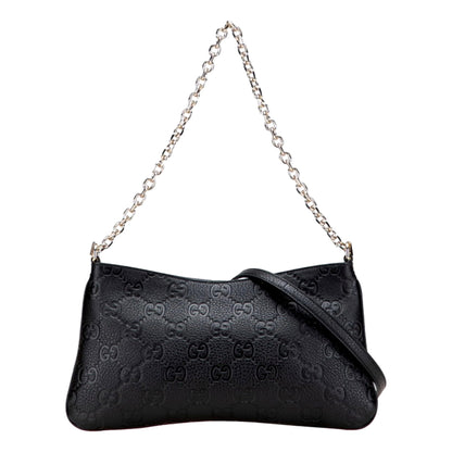Gucci GG Emblem Black Leather Shoulder Bag Chain Strap Handbags  Shop -   Shop Bags LLC