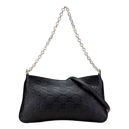 Gucci GG Emblem Black Leather Shoulder Bag Chain Strap Handbags  Shop -   Shop Bags LLC