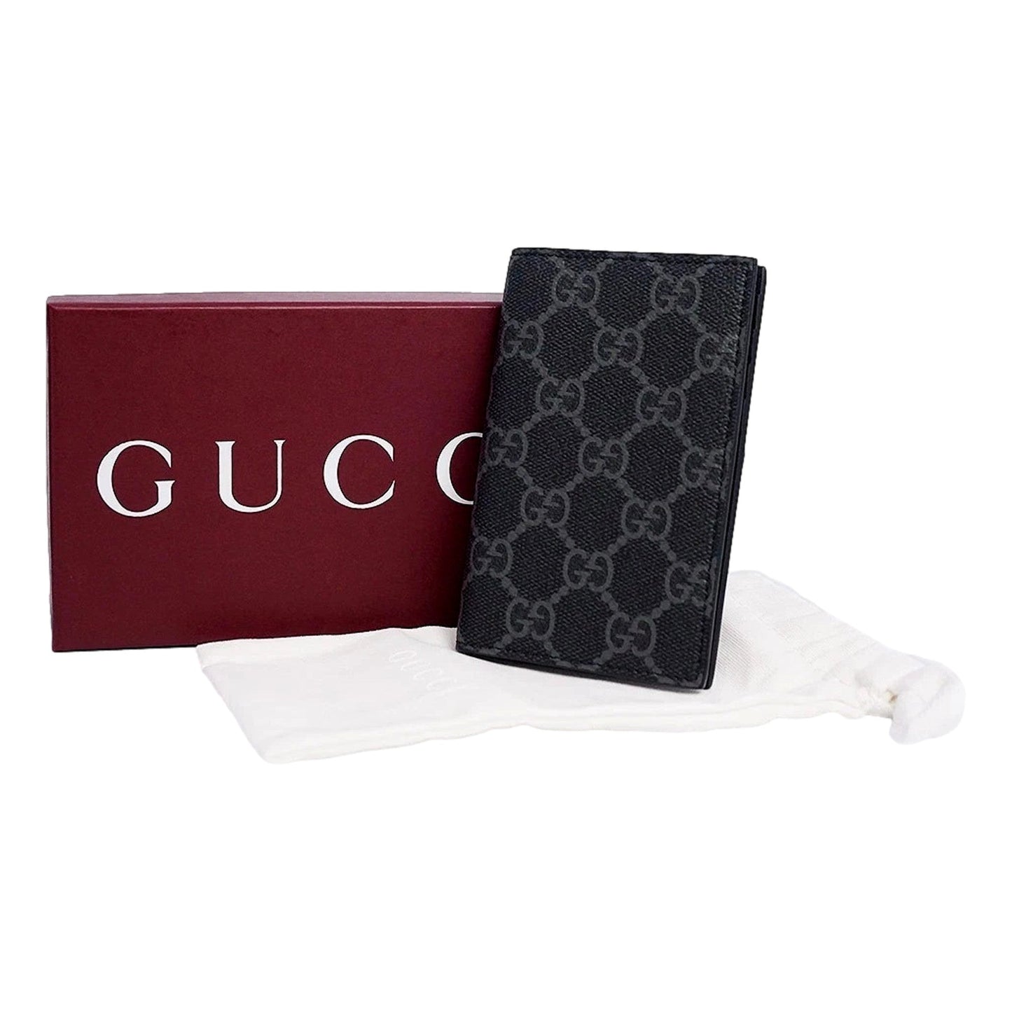 Gucci GG Emblem Black Leather and Canvas Vertical Bifold Wallet -   Shop Bags LLC 
