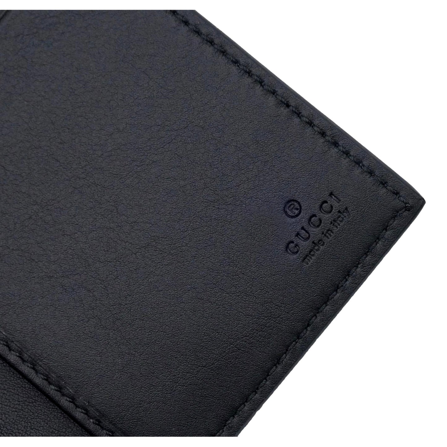 Gucci GG Emblem Black Leather and Canvas Vertical Bifold Wallet -   Shop Bags LLC 