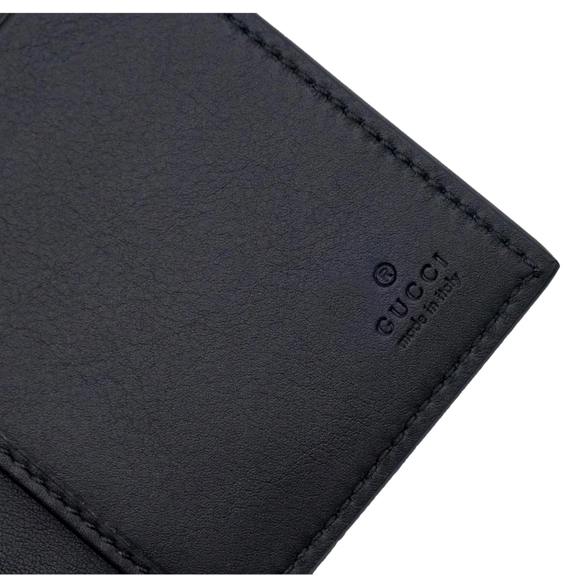 Gucci GG Emblem Black Leather and Canvas Vertical Bifold Wallet -   Shop Bags LLC 