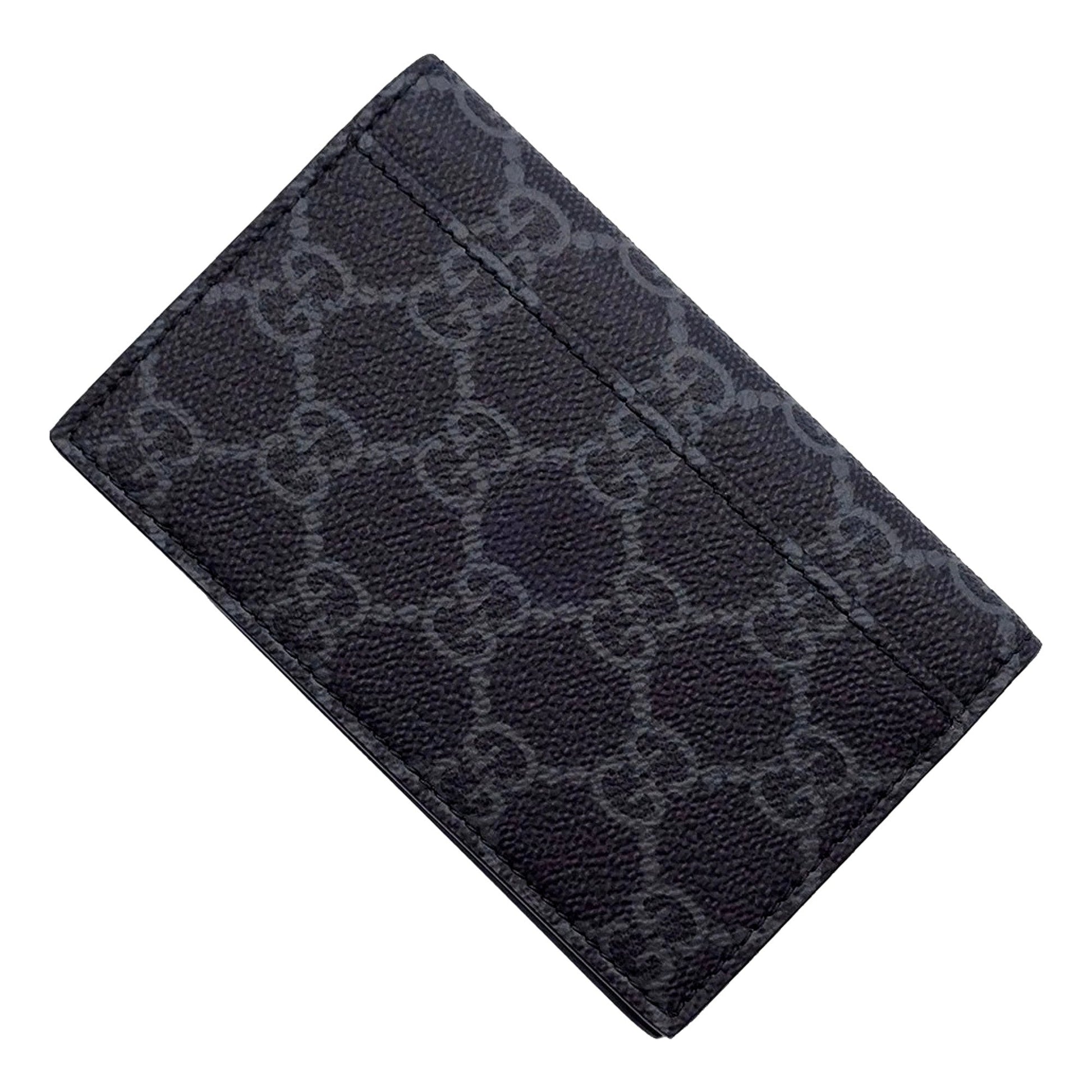 Gucci GG Emblem Black Leather and Canvas Vertical Bifold Wallet -   Shop Bags LLC 