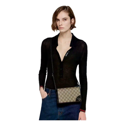 Gucci GG Emblem Canvas and Leather Wallet Mini Crossbody Bag in Black -   Shop Bags LLC 