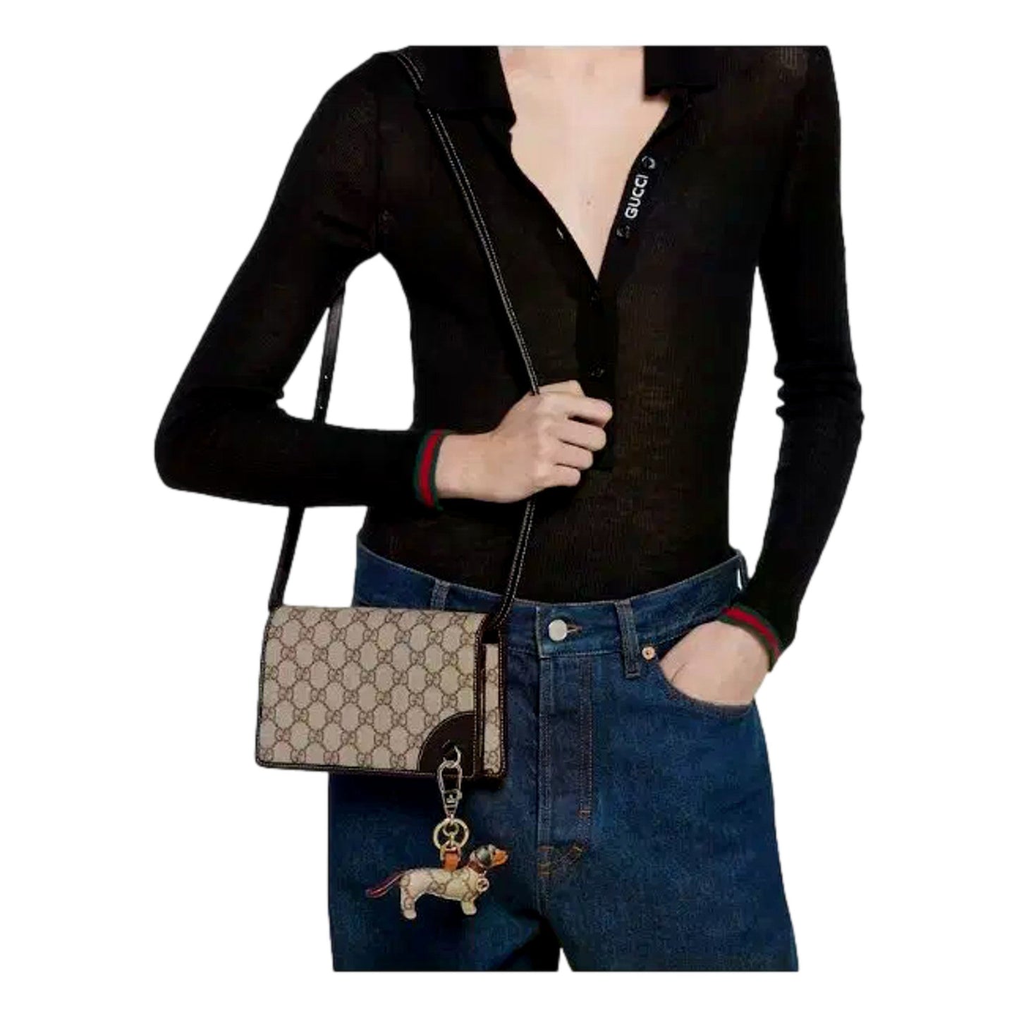 Gucci GG Emblem Canvas and Leather Wallet Mini Crossbody Bag in Black -   Shop Bags LLC 