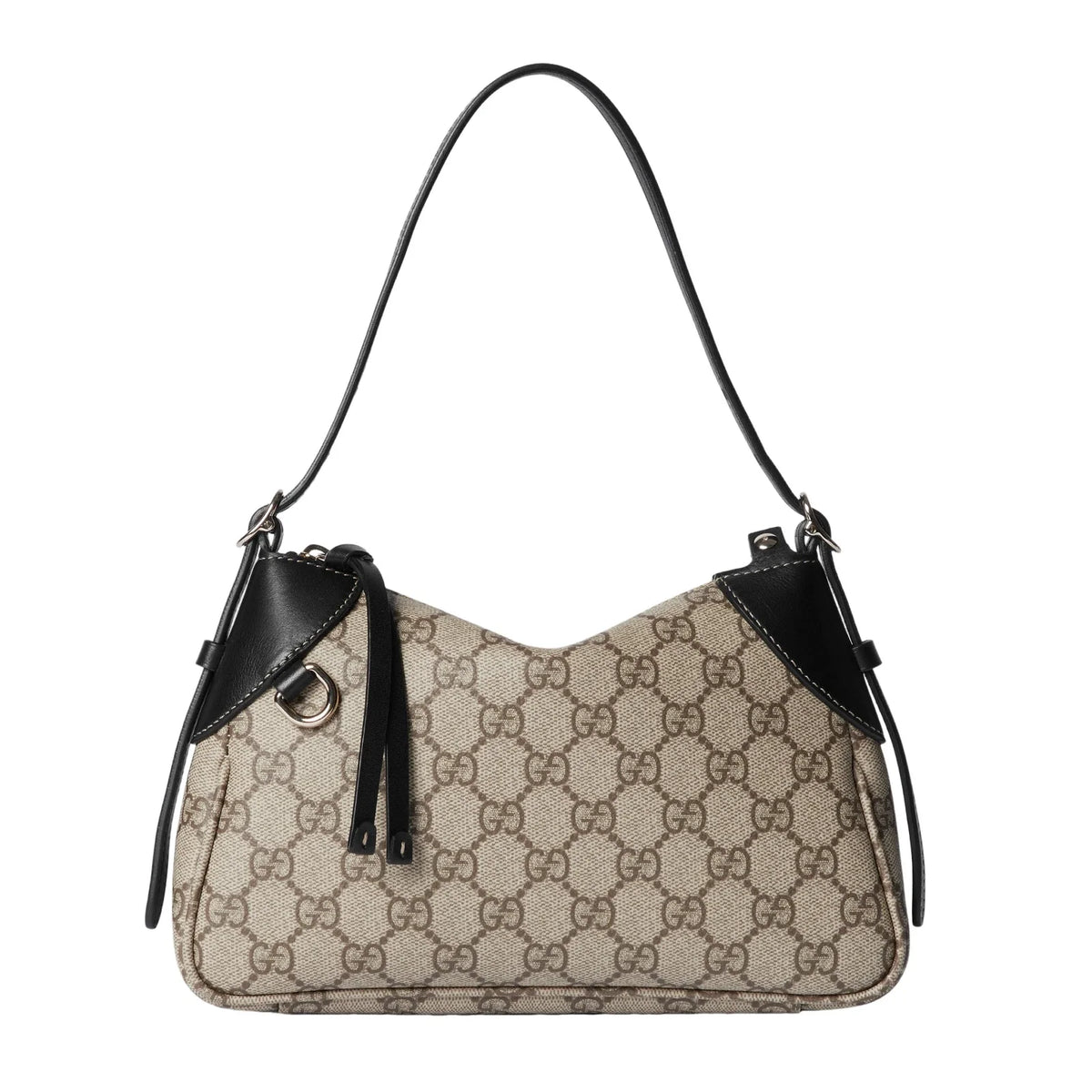 Gucci GG Emblem Supreme Canvas Leather Shoulder Bag Black Beige -   Shop Bags LLC