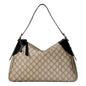 Gucci GG Emblem Surpeme Canvas Medium Leather Shoulder Bag Black Beige -   Shop Bags LLC